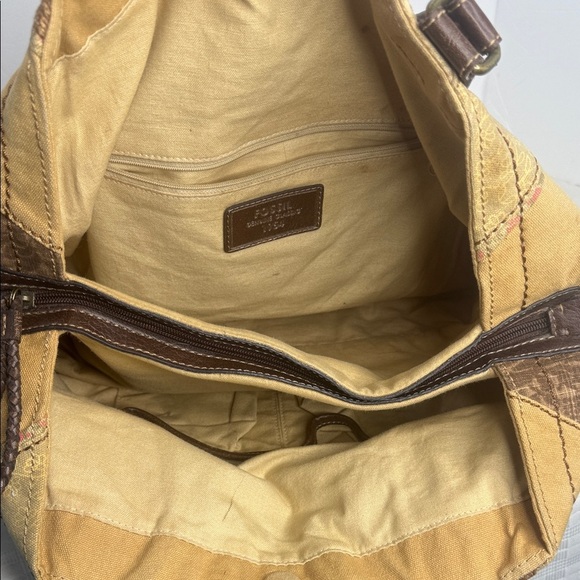 Vintage Fossil floral Patchwork Brown and Tan Women's Bag - Picture 7 of 10